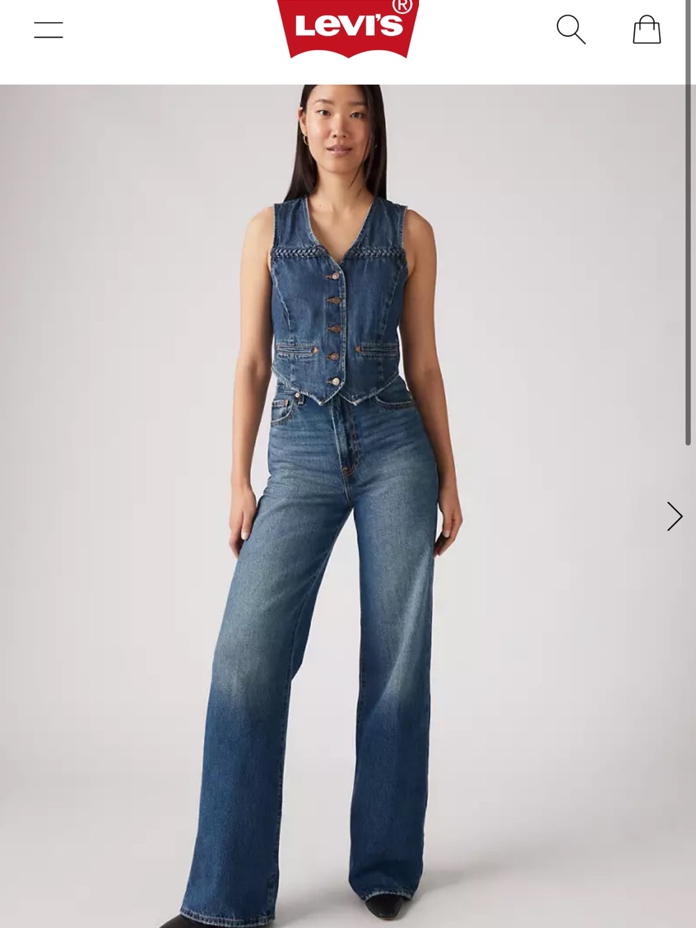 Levi's Ribcage Women's Wide-Leg Jeans in Medium Blue Wash - 28 x 34 - Picture 2 of 7